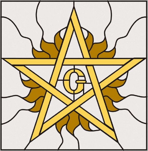Glasbild Pentagramm (Flammender Stern 2°)
